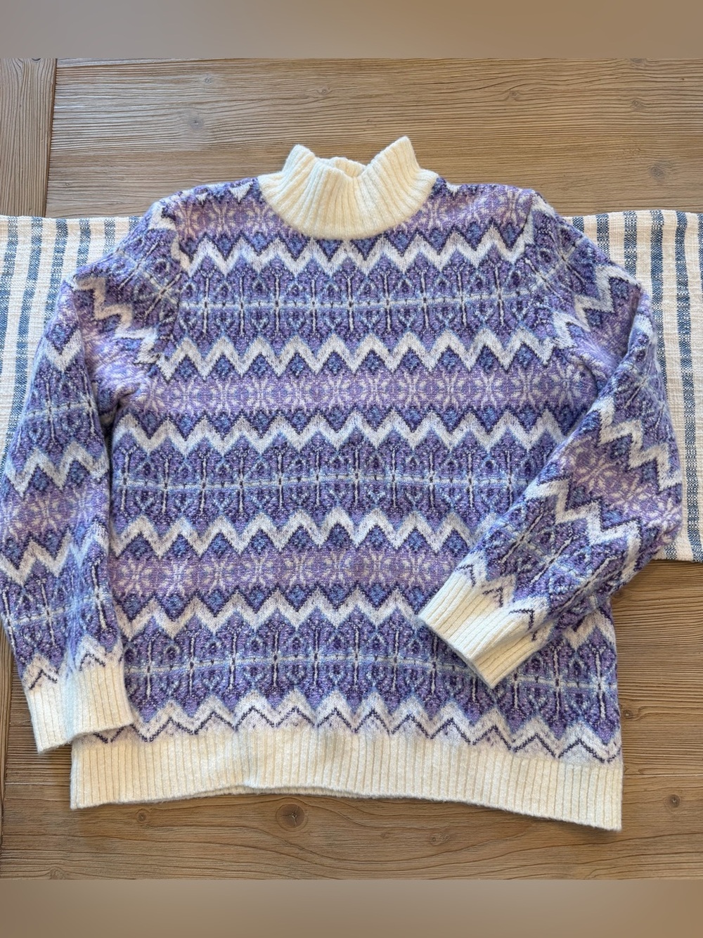 Talbots Fair Isle Wool Blend Mock Sweater MP